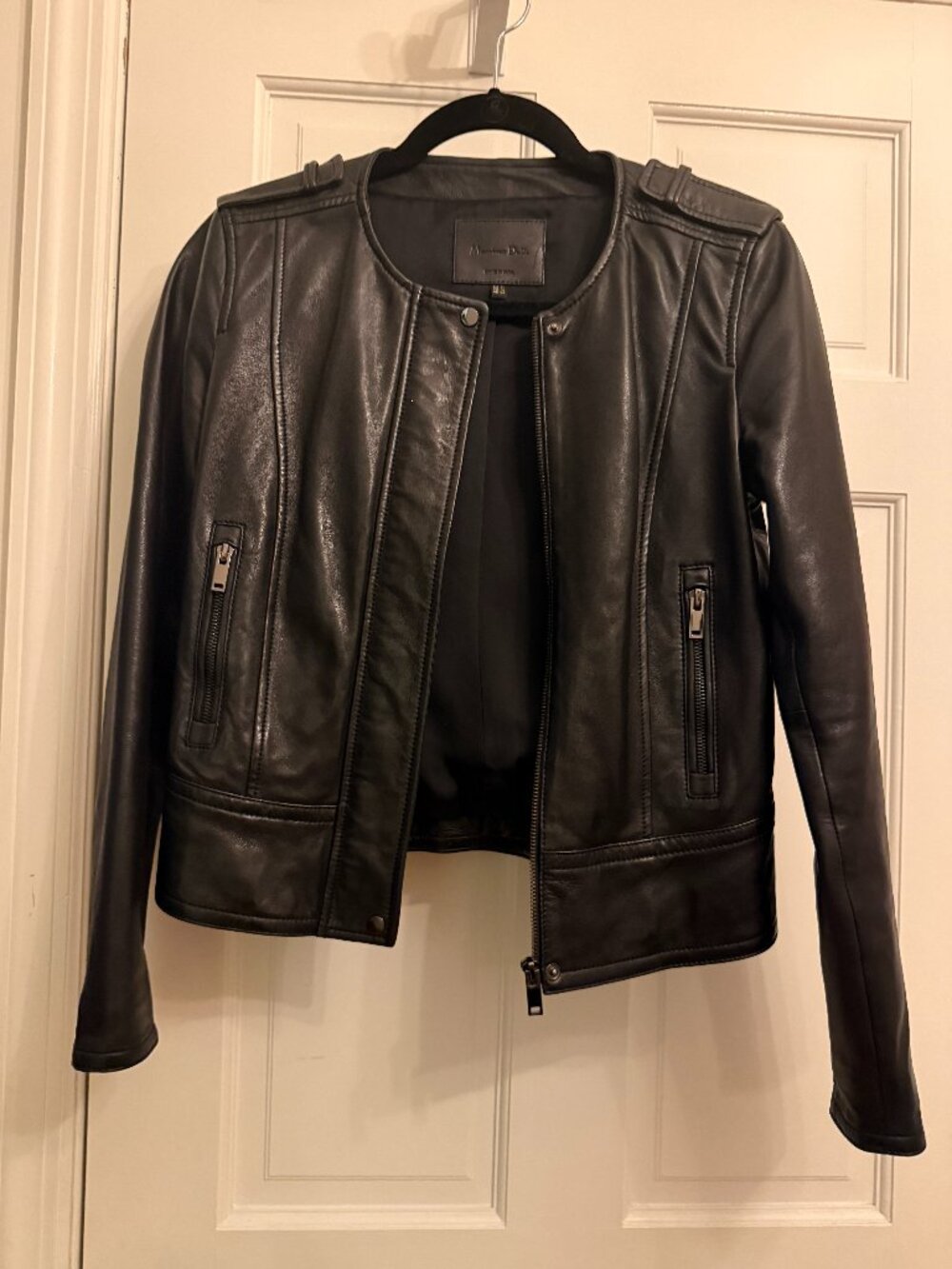 Massimo Dutti | Leather Biker Jacket | Size XS (fits 0-2)